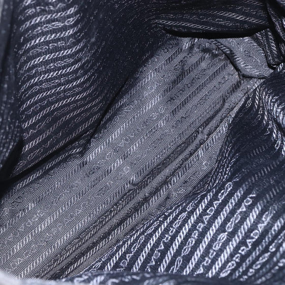 PRADA Tote Bag Nylon Black Silver Auth bs31866