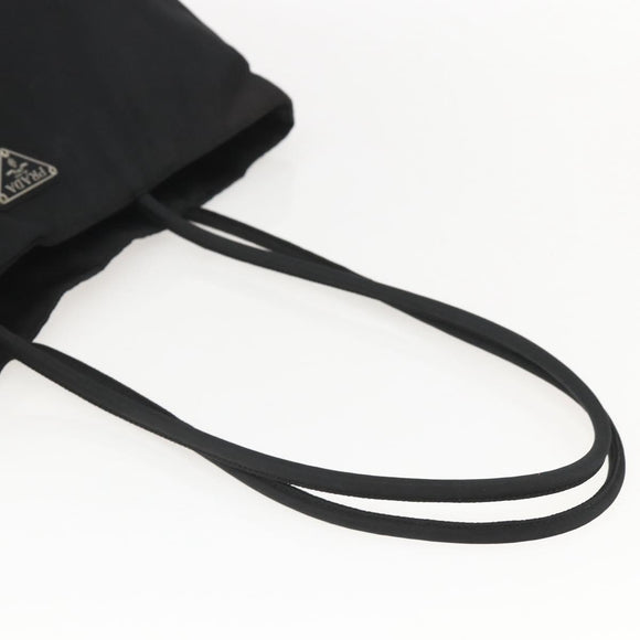 PRADA Tote Bag Nylon Black Silver Auth bs31866