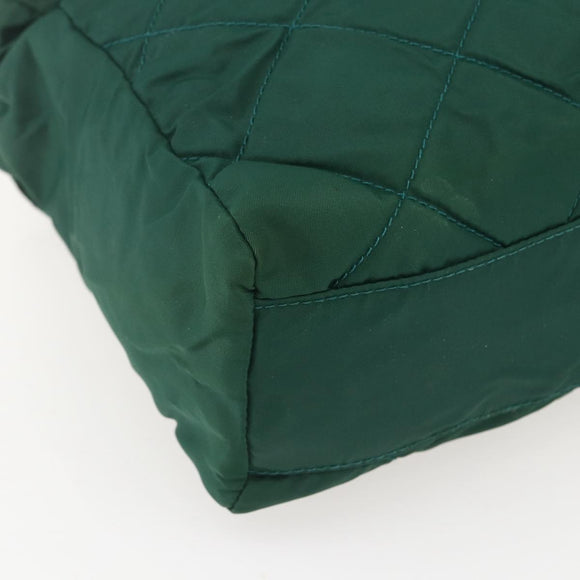 PRADA Chain Shoulder Bag Nylon Green Gold Auth bs31867