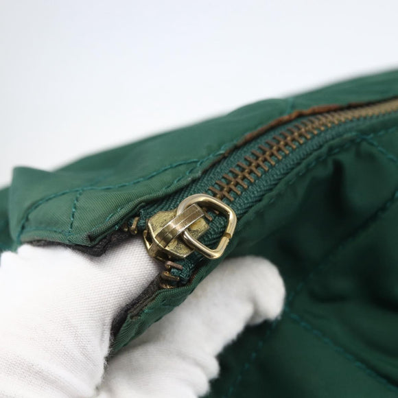 PRADA Chain Shoulder Bag Nylon Green Gold Auth bs31867