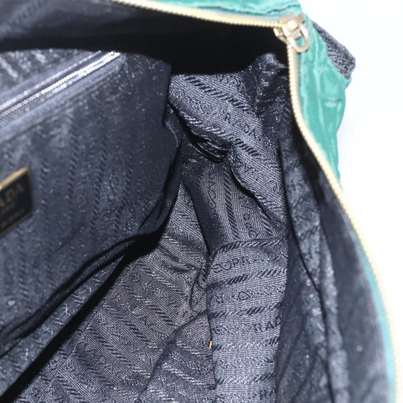 PRADA Chain Shoulder Bag Nylon Green Gold Auth bs31867