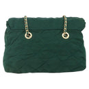 PRADA Chain Shoulder Bag Nylon Green Gold Auth bs31867-2