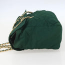 PRADA Chain Shoulder Bag Nylon Green Gold Auth bs31867-3