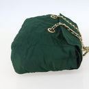 PRADA Chain Shoulder Bag Nylon Green Gold Auth bs31867-4