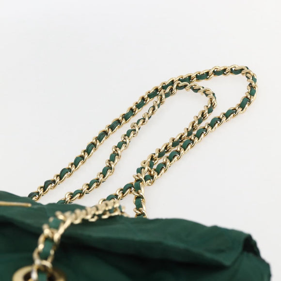 PRADA Chain Shoulder Bag Nylon Green Gold Auth bs31867