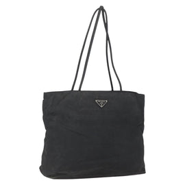 PRADA Tote Bag Nylon Black Silver Auth bs31869