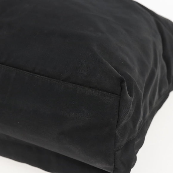 PRADA Tote Bag Nylon Black Silver Auth bs31869