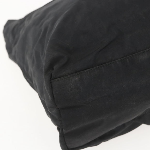 PRADA Tote Bag Nylon Black Silver Auth bs31869