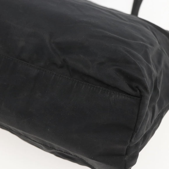 PRADA Tote Bag Nylon Black Silver Auth bs31869