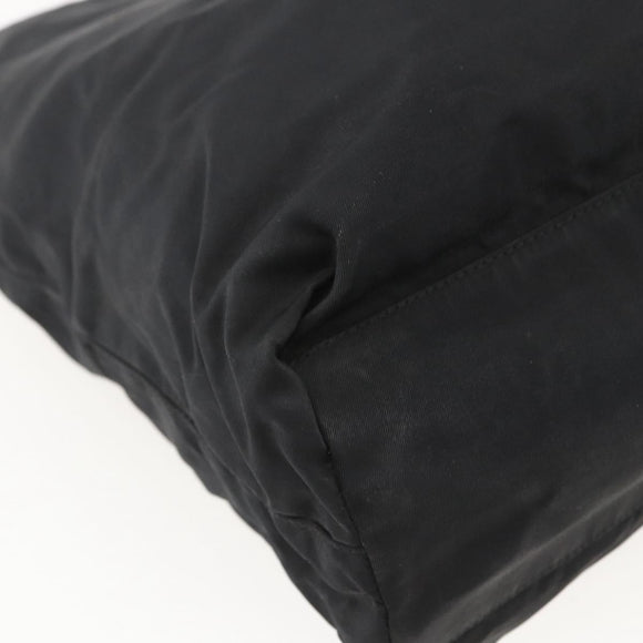 PRADA Tote Bag Nylon Black Silver Auth bs31869