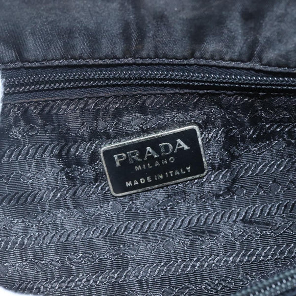 PRADA Tote Bag Nylon Black Silver Auth bs31869