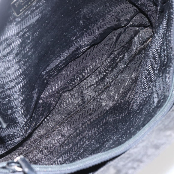 PRADA Tote Bag Nylon Black Silver Auth bs31869