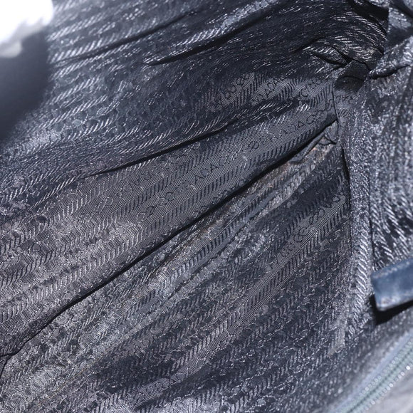 PRADA Tote Bag Nylon Black Silver Auth bs31869