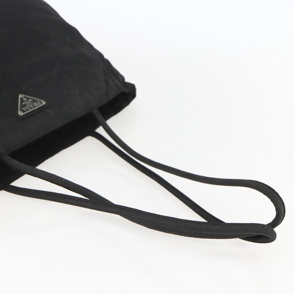 PRADA Tote Bag Nylon Black Silver Auth bs31869