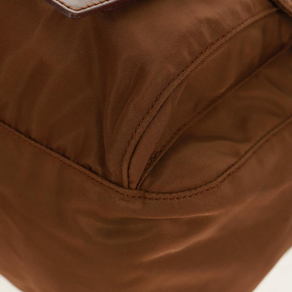 PRADA Shoulder Bag Nylon Brown Silver Auth bs31870