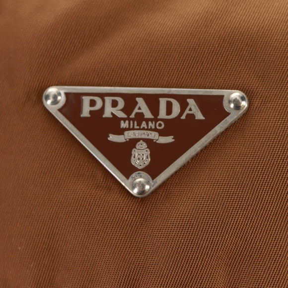 PRADA Shoulder Bag Nylon Brown Silver Auth bs31870