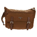 PRADA Shoulder Bag Nylon Brown Silver Auth bs31870-13