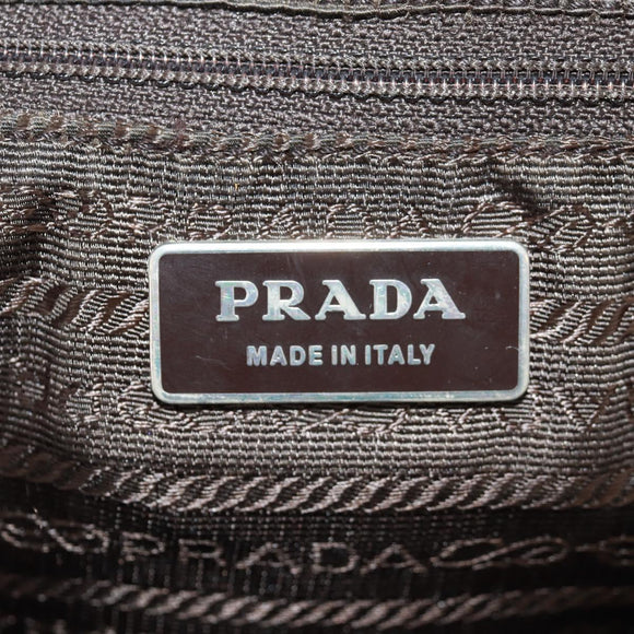 PRADA Shoulder Bag Nylon Brown Silver Auth bs31870