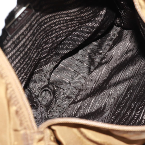 PRADA Shoulder Bag Nylon Brown Silver Auth bs31870