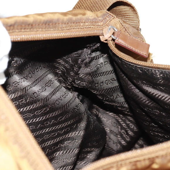 PRADA Shoulder Bag Nylon Brown Silver Auth bs31870