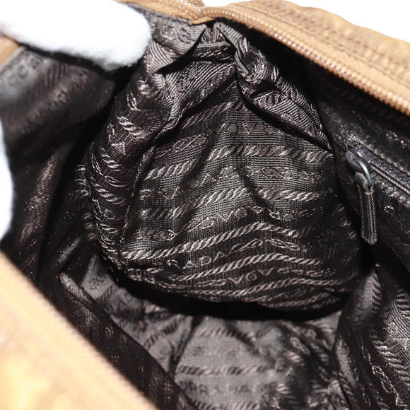 PRADA Shoulder Bag Nylon Brown Silver Auth bs31870