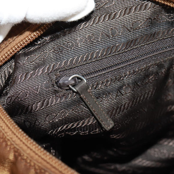 PRADA Shoulder Bag Nylon Brown Silver Auth bs31870