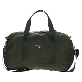 PRADA Boston Bag Nylon 2way Khaki Silver Auth bs31872 - 0