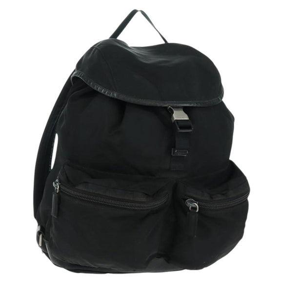 PRADA Backpack Nylon Black Silver Auth bs31873