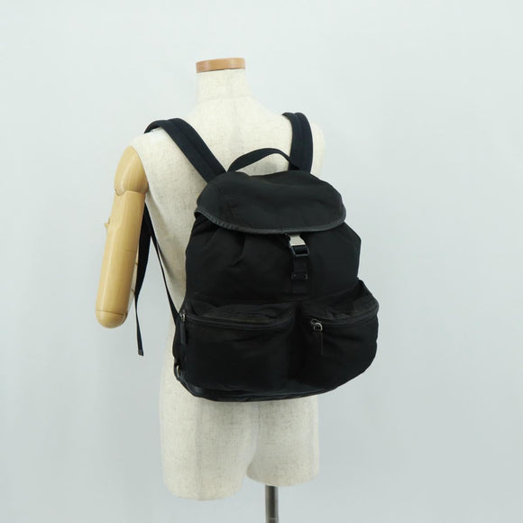 PRADA Backpack Nylon Black Silver Auth bs31873