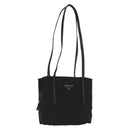 PRADA Shoulder Bag Nylon Leather Black Silver Auth bs31874-1