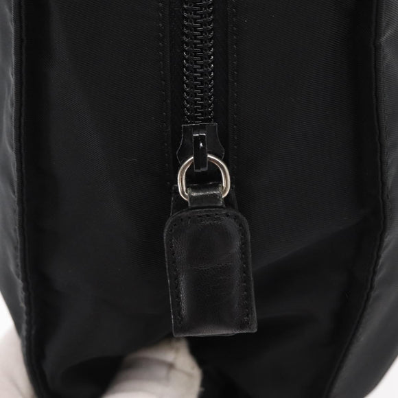 PRADA Shoulder Bag Nylon Leather Black Silver Auth bs31874