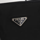 PRADA Shoulder Bag Nylon Leather Black Silver Auth bs31874-17