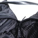 PRADA Shoulder Bag Nylon Leather Black Silver Auth bs31874-19