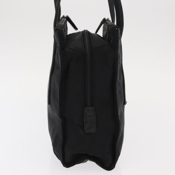 PRADA Shoulder Bag Nylon Leather Black Silver Auth bs31874