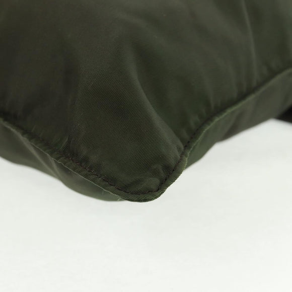 PRADA Shoulder Bag Nylon Khaki Silver Auth bs31875