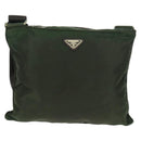 PRADA Shoulder Bag Nylon Khaki Silver Auth bs31875-13