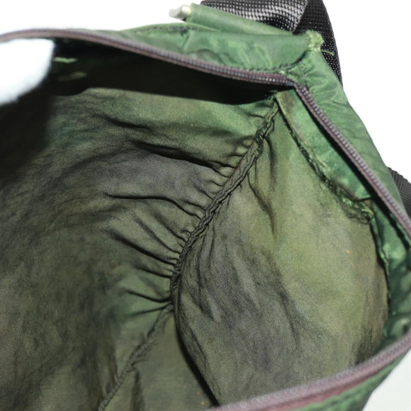 PRADA Shoulder Bag Nylon Khaki Silver Auth bs31875