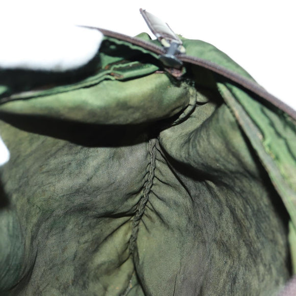 PRADA Shoulder Bag Nylon Khaki Silver Auth bs31875