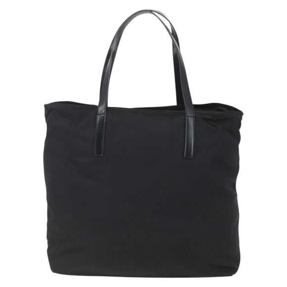 PRADA Tote Bag Nylon Black Silver Auth bs31878