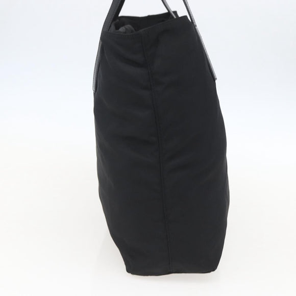 PRADA Tote Bag Nylon Black Silver Auth bs31878