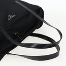 PRADA Tote Bag Nylon Black Silver Auth bs31878-7