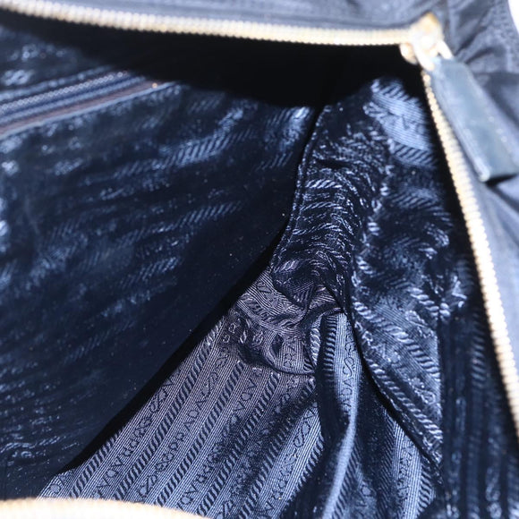 PRADA Chain Shoulder Bag Nylon Black Gold Auth bs31880