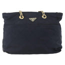PRADA Chain Shoulder Bag Nylon Black Gold Auth bs31880-2