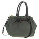 PRADA Hand Bag Nylon 2way Khaki Gold Auth bs31881-1