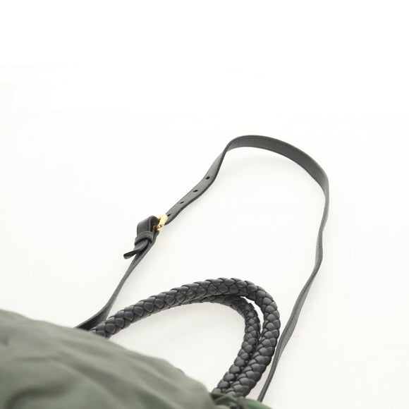 PRADA Hand Bag Nylon 2way Khaki Gold Auth bs31881