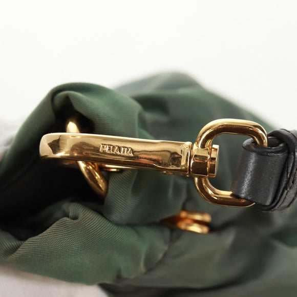 PRADA Hand Bag Nylon 2way Khaki Gold Auth bs31881