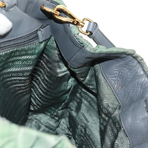 PRADA Hand Bag Nylon 2way Khaki Gold Auth bs31881