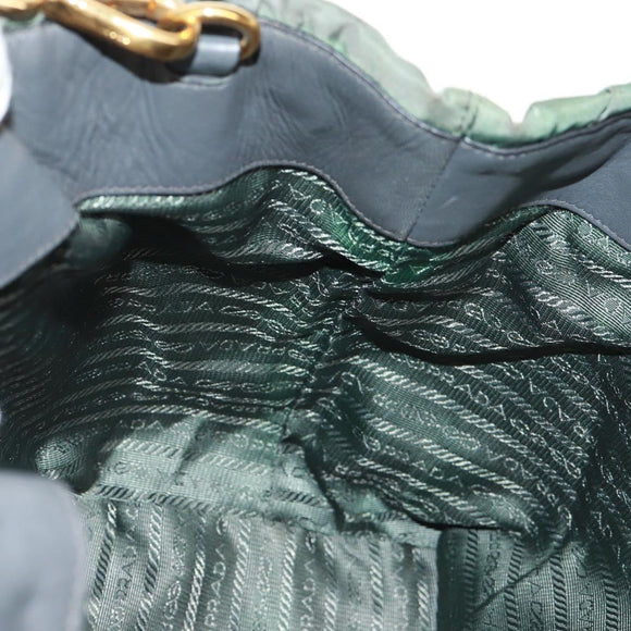 PRADA Hand Bag Nylon 2way Khaki Gold Auth bs31881