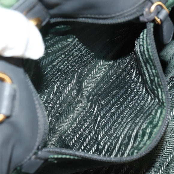 PRADA Hand Bag Nylon 2way Khaki Gold Auth bs31881