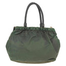 PRADA Hand Bag Nylon 2way Khaki Gold Auth bs31881-2